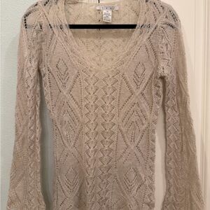 CAbi Ivory Lace Knit Top